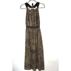 W118 by Walter Baker Women's S Beige Brown Animal Print Halter Maxi‎ Dress